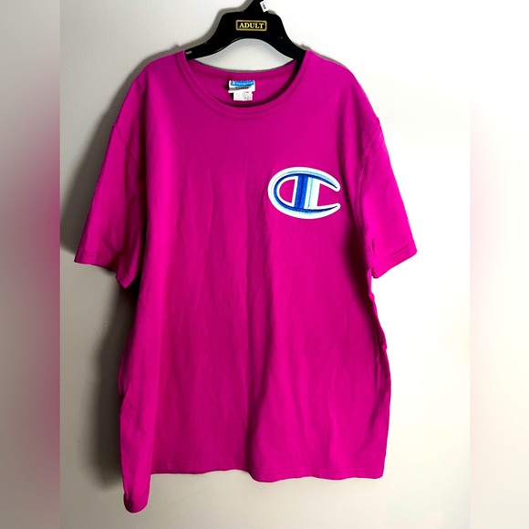 Vintage 90s Champion Men’s Pink T Shirt with Embroidered Logo X‎ Large - Picture 1 of 4